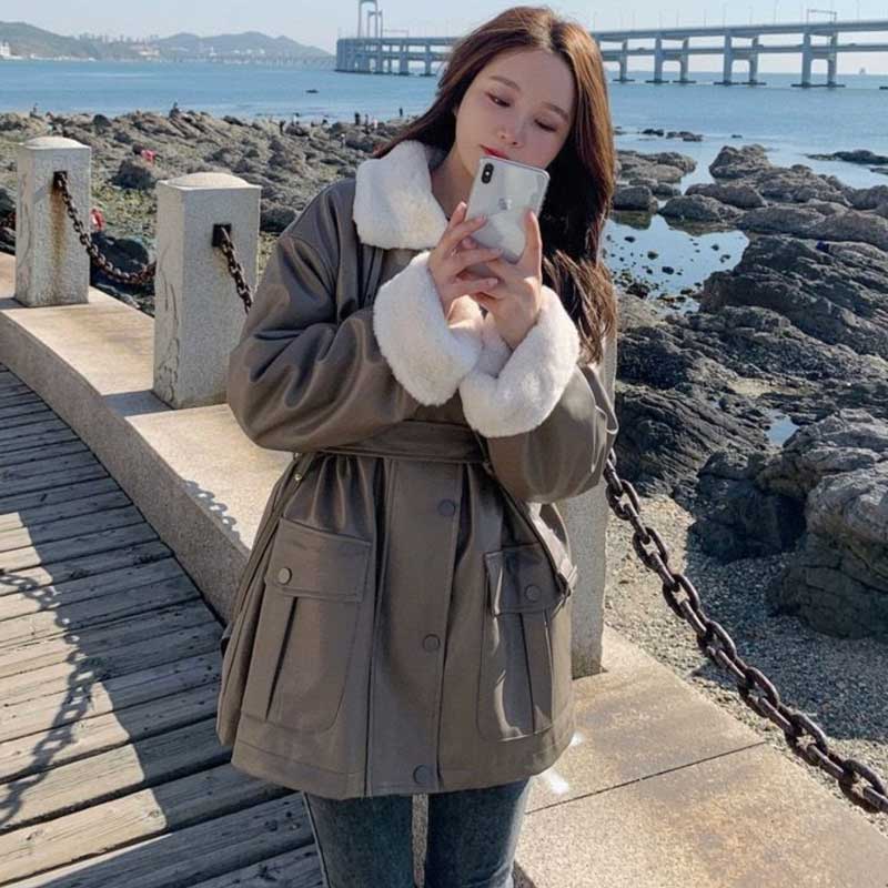 ボアカラーフェイクレザージャケット(2colors)