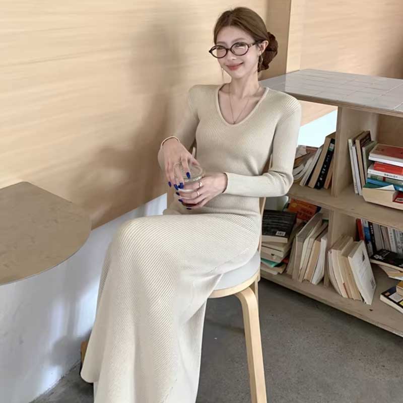 ストレッチリブマキシワンピース(3colors)