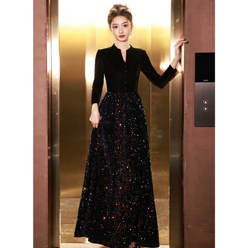 グリッターベルベットワンピース