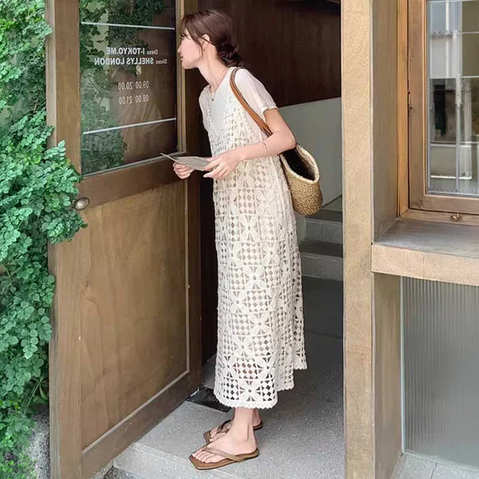 クロシェレースレイヤードワンピース