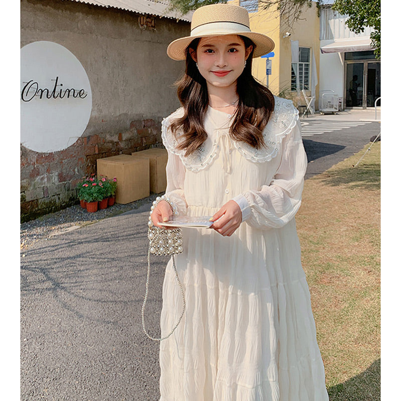 ロング丈フェアリーシフォンワンピース