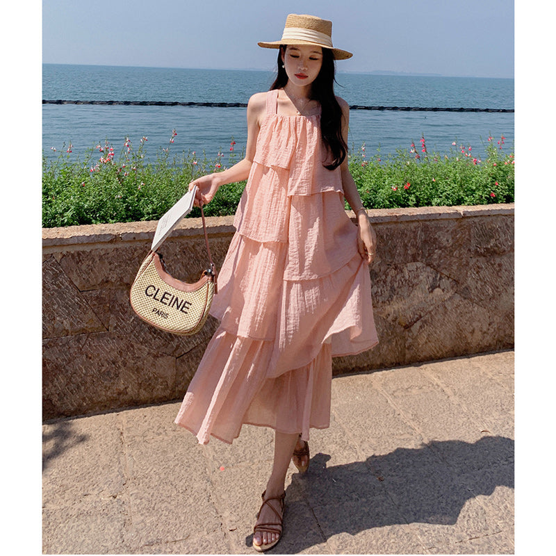 ノースリーブレイヤードフリルワンピース