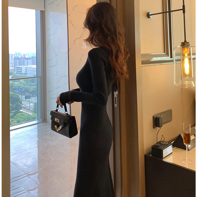 Vネックタイトニットワンピース(5colors)