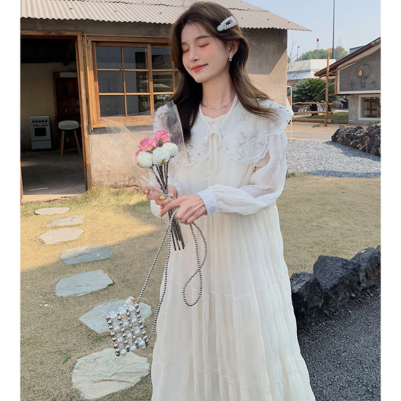 ロング丈フェアリーシフォンワンピース