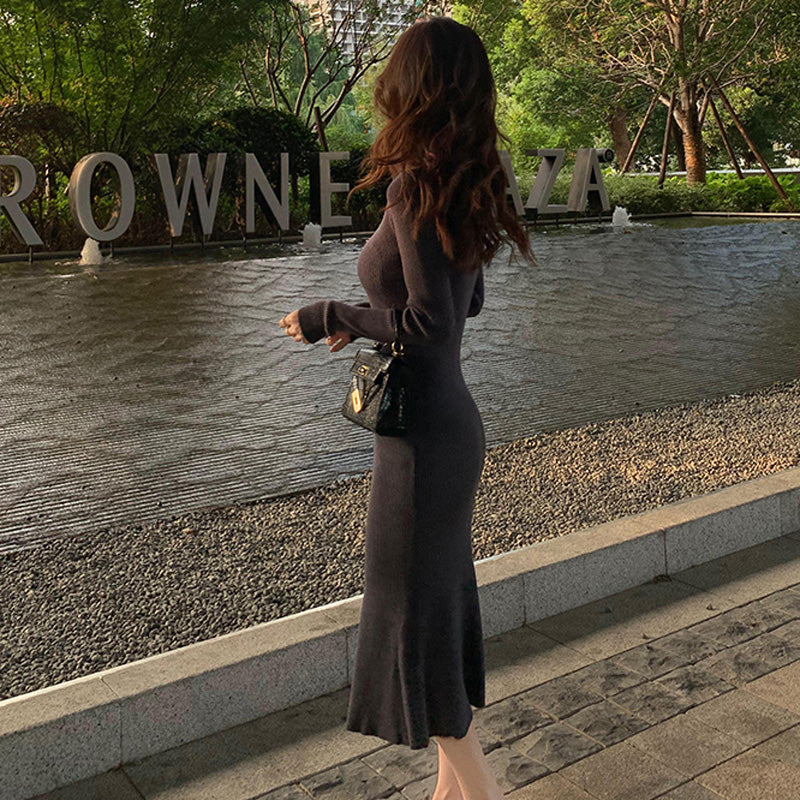 Vネックタイトニットワンピース(5colors)