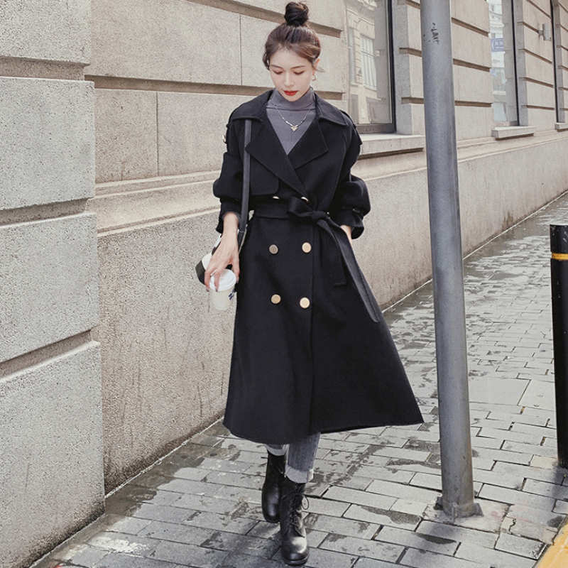 デザインバックヨークロングトレンチコート