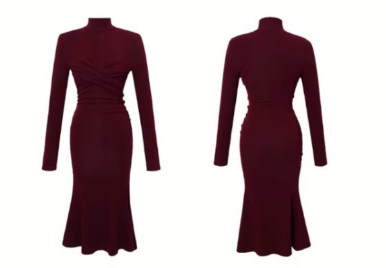 ハイネックツイストマーメイドニットワンピース(2colors)