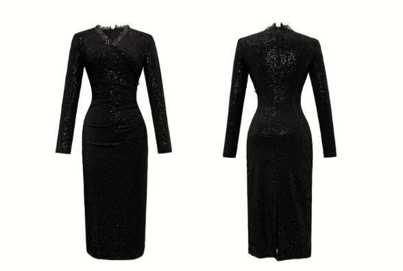 レースコンビラメペンシルワンピース