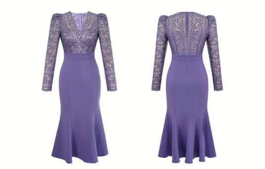 グラマラスレースブラウスコンビマーメイドワンピース