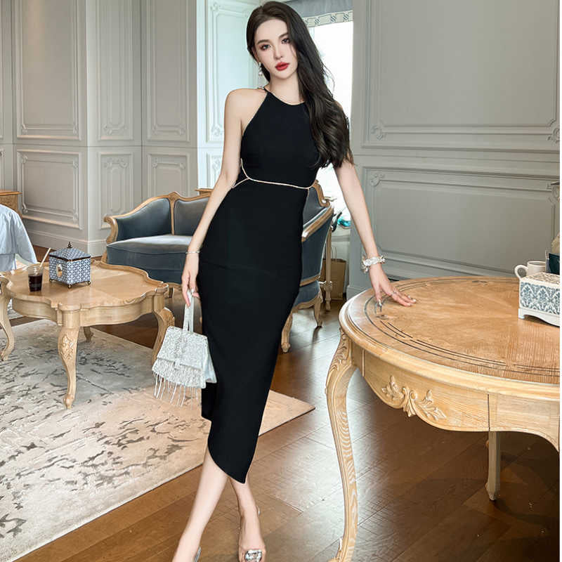 スタッズラインペンシルスリットキャミワンピース