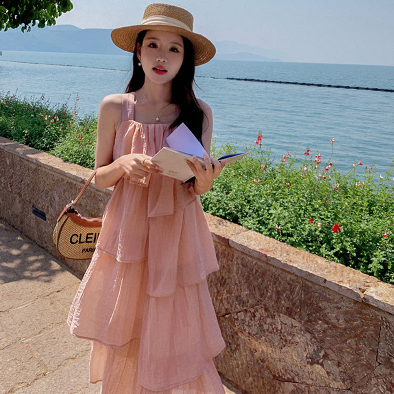 ノースリーブレイヤードフリルワンピース