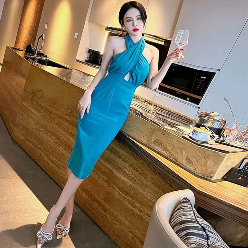 ホルターネックバックオープンワンピース(2colors)