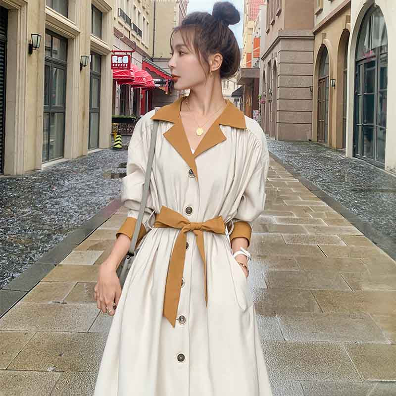 バイカラーシャツワンピース