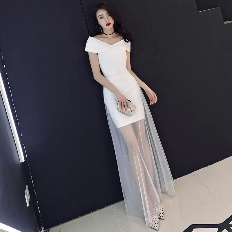 チュールスカート付きベアトップミニ丈ドレス(4colors)