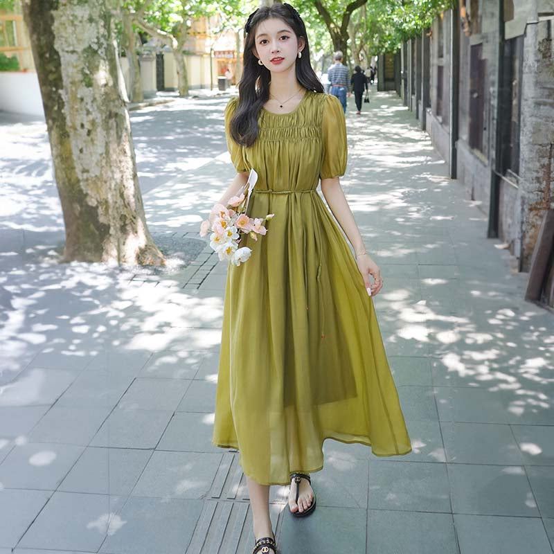 ウエストリボンギャザーワンピース(2colors)