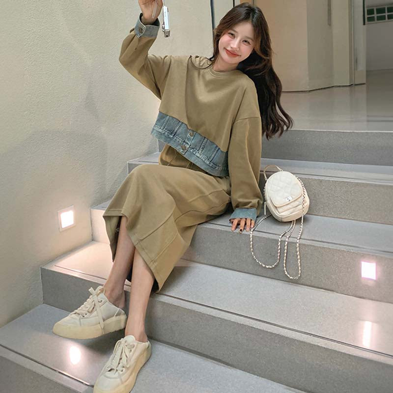 セットアップ風スウェットワンピース(2colors)