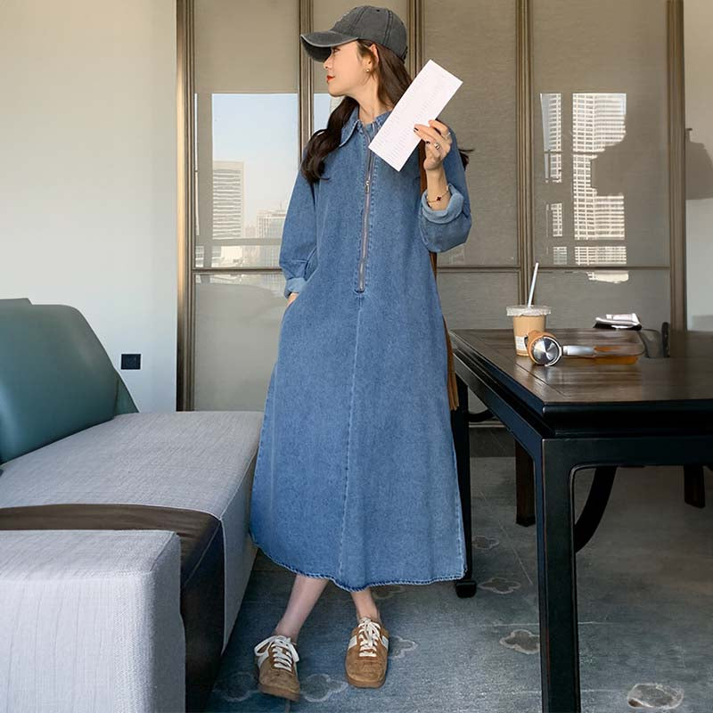 ハーフジップデニムワンピース