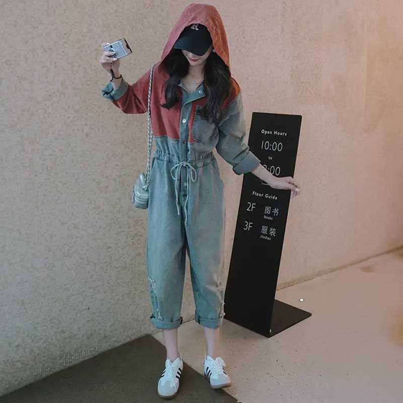 ダメージデニムオールインワン