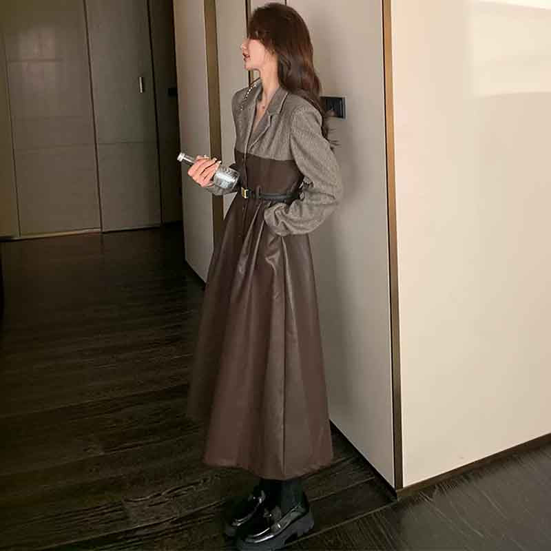 ハーフレザージャケットワンピース