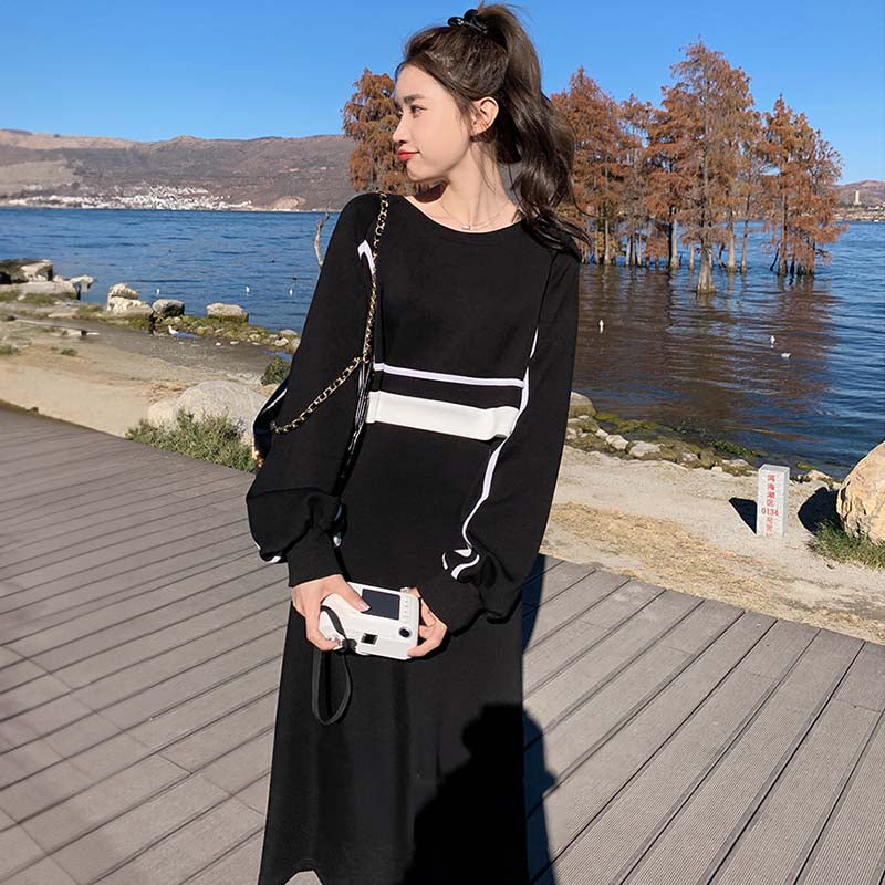 セットアップ風ライン入りワンピース