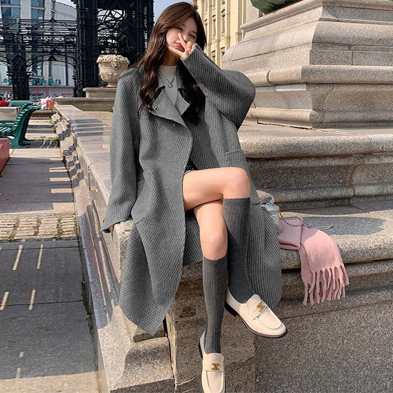 ラグランスリーブロング丈ウールコート