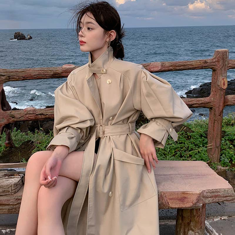 ボリューム袖ロングトレンチコート