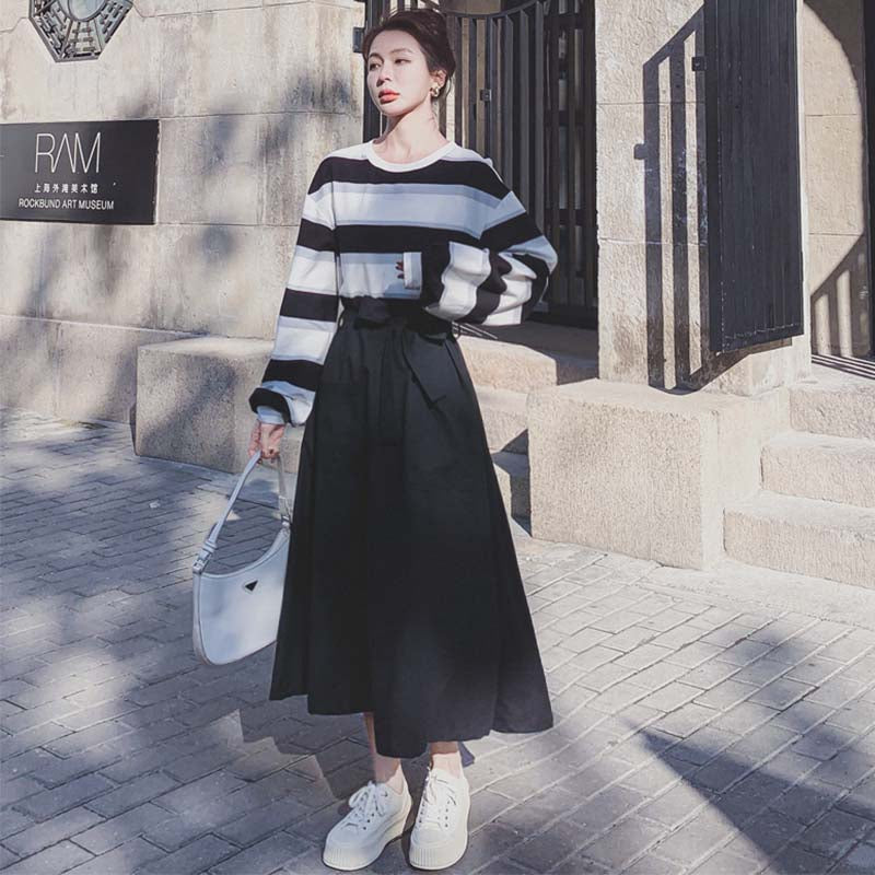 カジュアルボーダートップワンピース