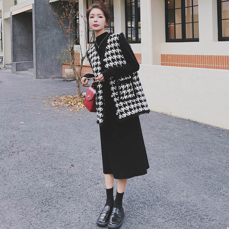 リブニットワンピース×ベスト(5design)