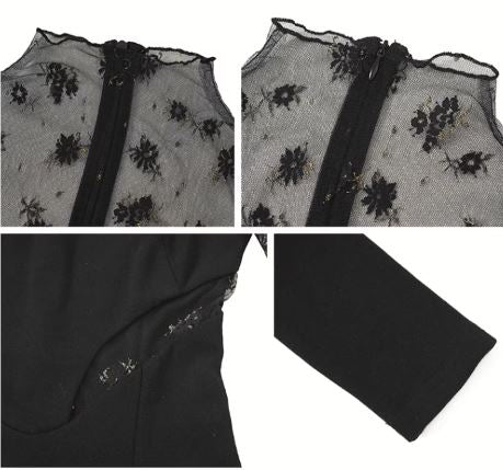 花柄シアーコンビマーメイドマキシワンピース