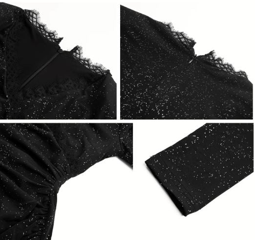 レースコンビラメペンシルワンピース