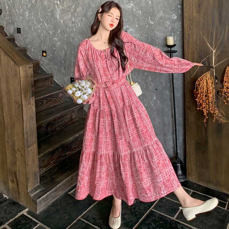 レトロチェックワンピース