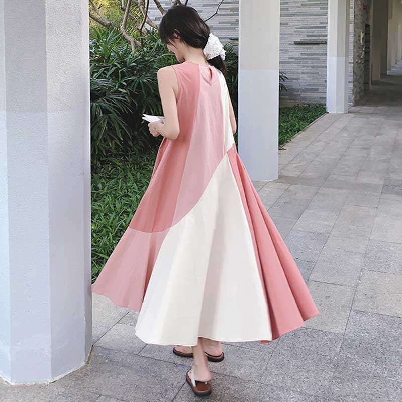 パッチワーク風ノースリーブワンピース