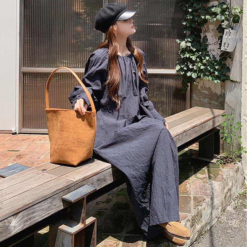 ワイドシルエットネイビーワンピース