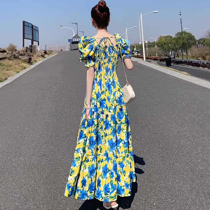 花柄ロング丈ワンピース