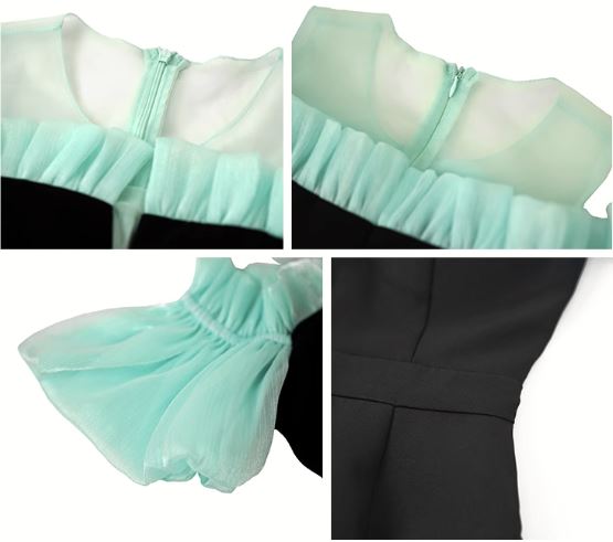 オープンショルダーバルーンスリーブマーメイドワンピース