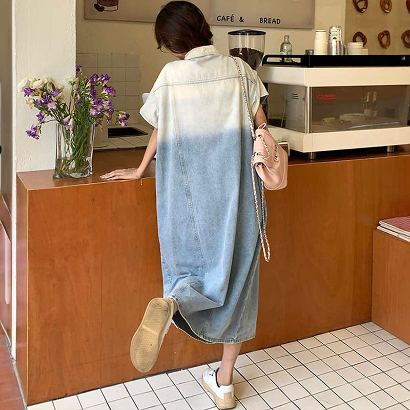 ツートンデニムシャツワンピース