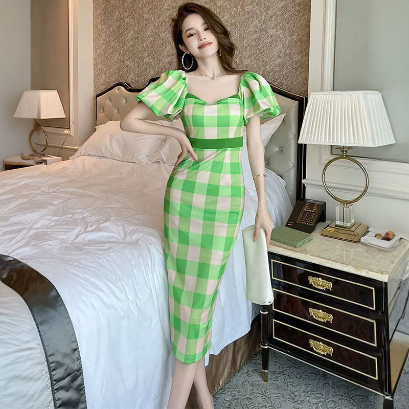 ギンガムチェックペンシルワンピース(2colors)