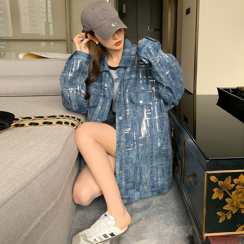 シルバーペイントデニムジャケット