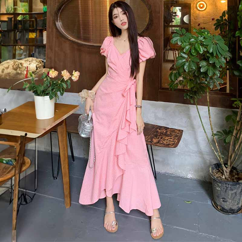 カシュクールフリルワンピース(2colors)