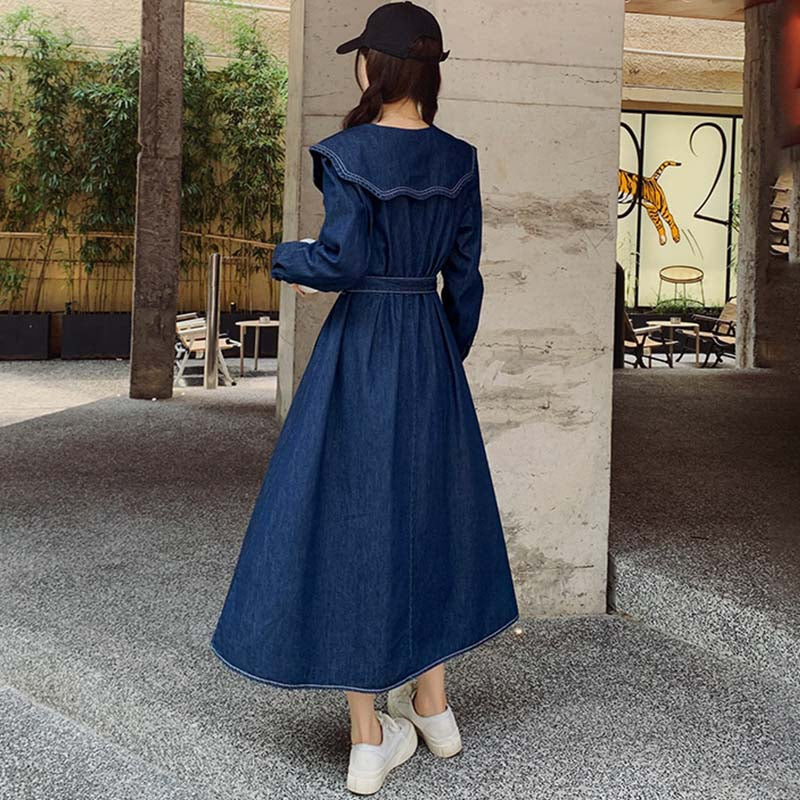 ビッグカラーデニムワンピース