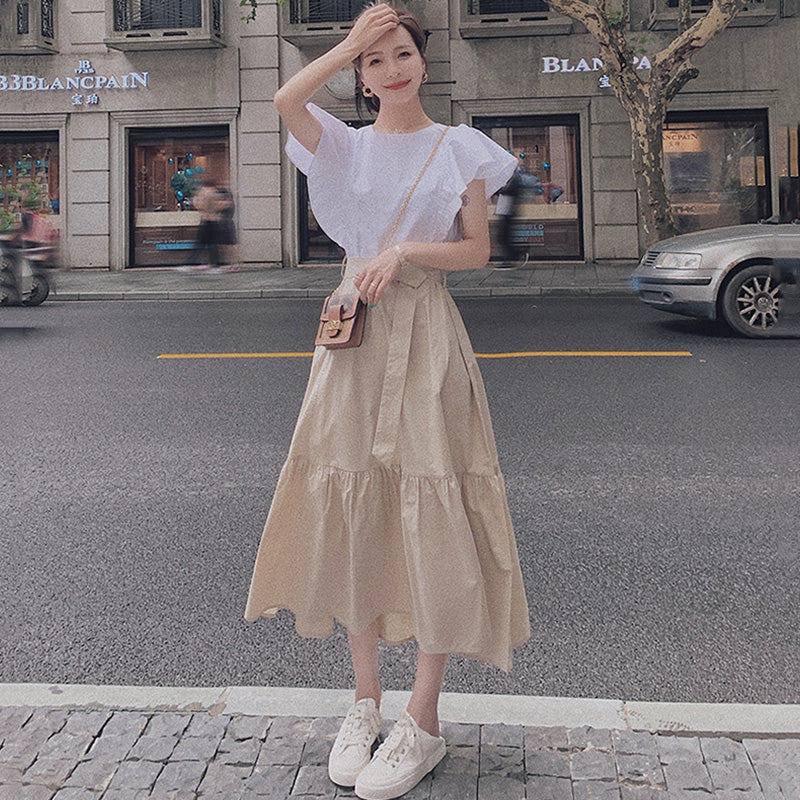 フリルスリーブバイカラーワンピース(2colors)