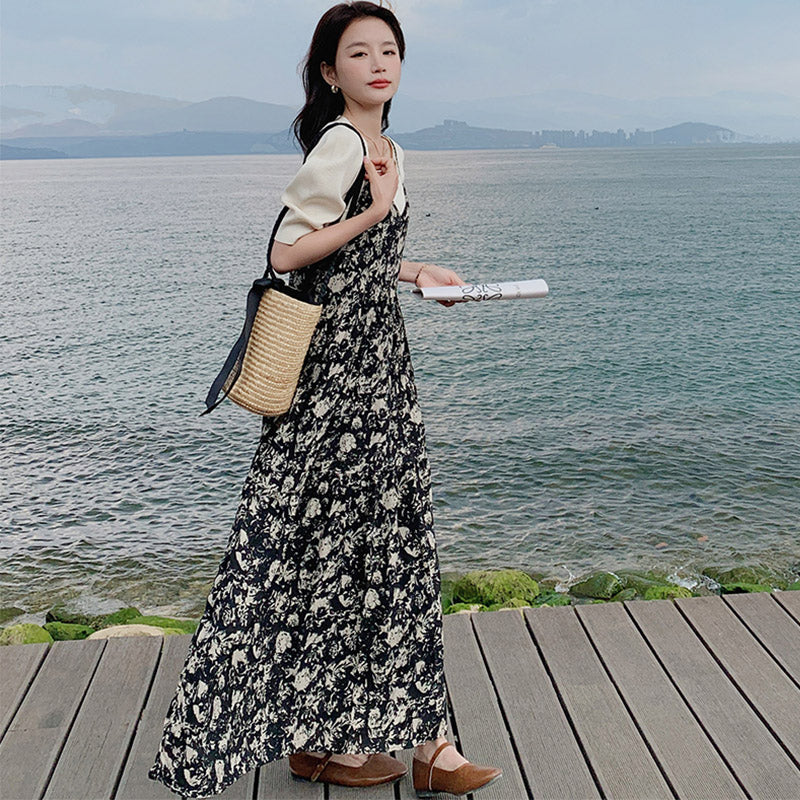 フラワーキャミソールワンピース(スクエアネックトップ付き)