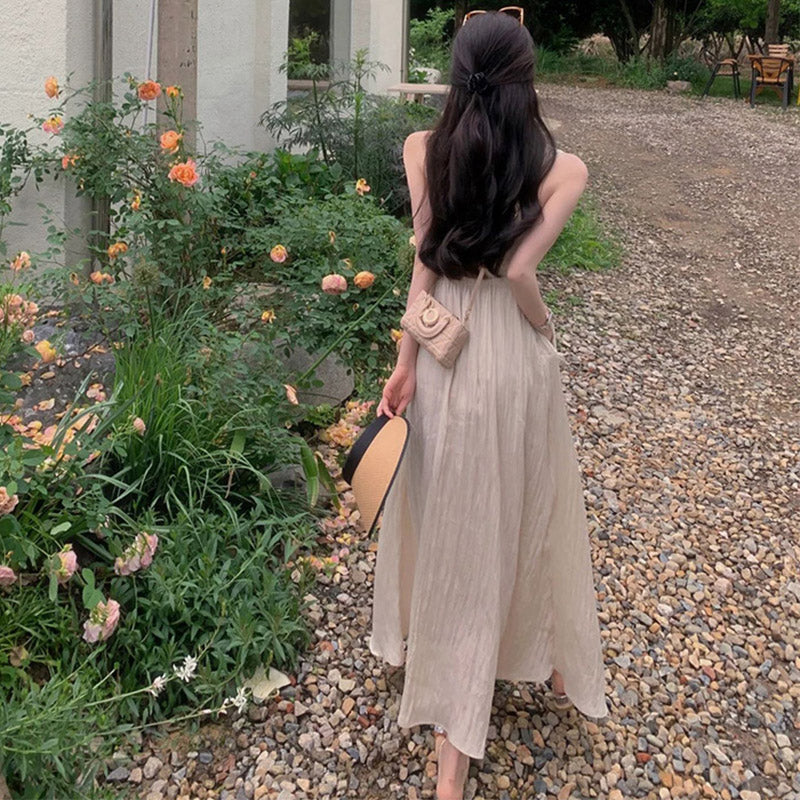 バッククロスワッシャーノースリーブマキシワンピース