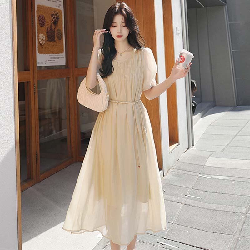 ウエストリボンギャザーワンピース(2colors)