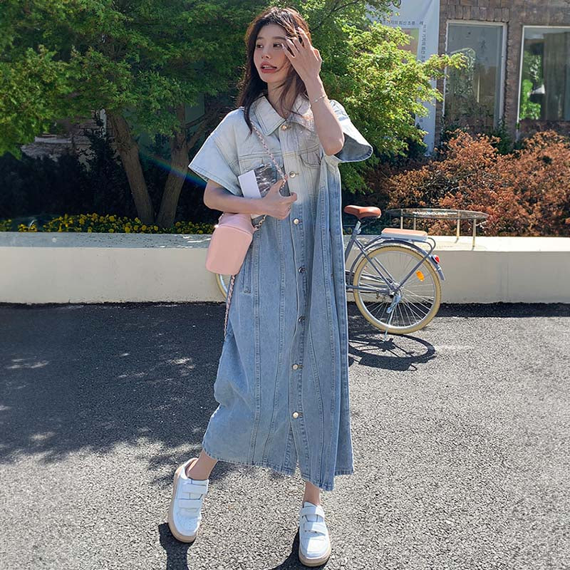 ツートンデニムシャツワンピース