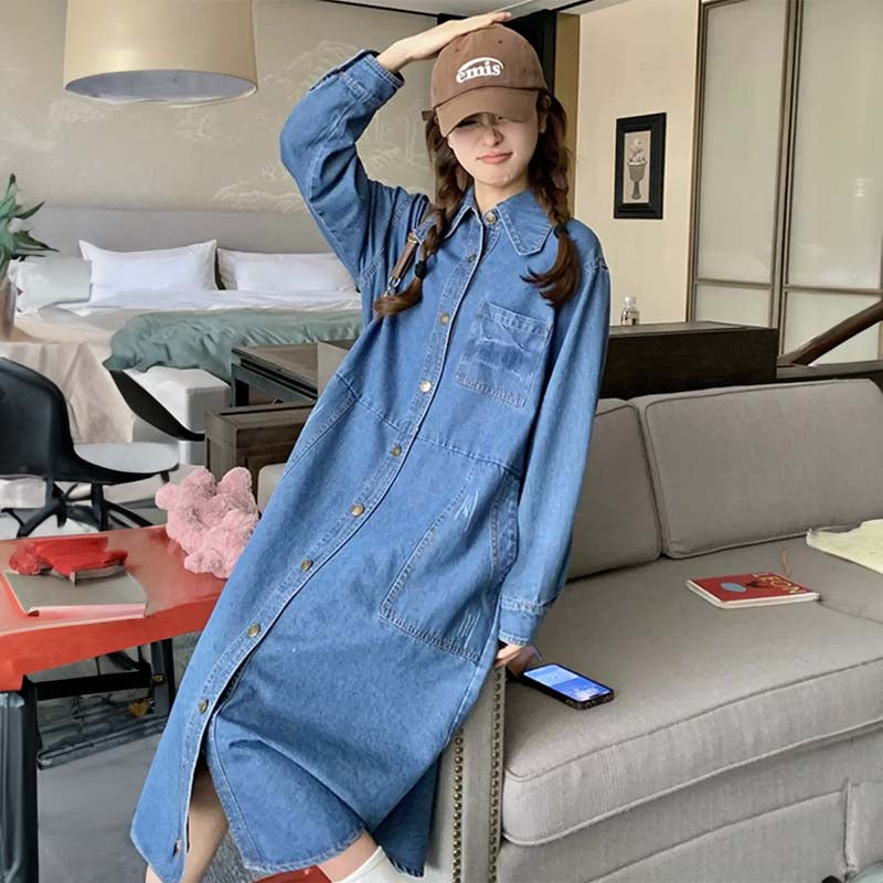 カジュアルデニムシャツワンピース