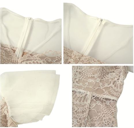 シアーフレアスリーブ総レースペンシルワンピース