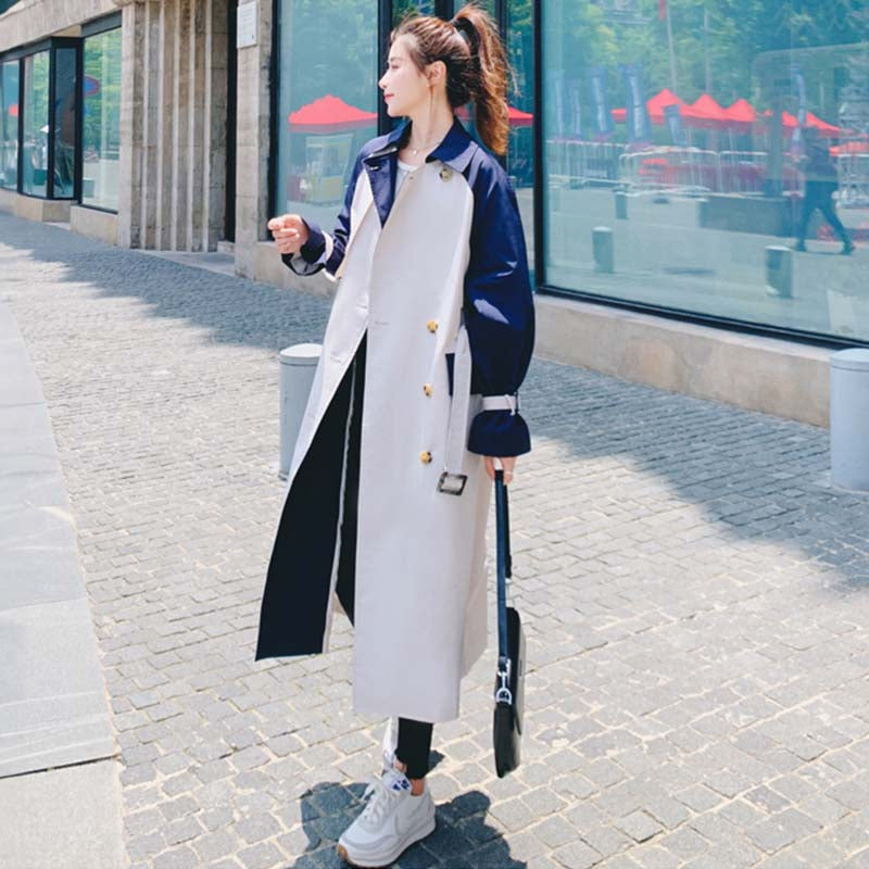 バイカラーミディアム丈トレンチコート