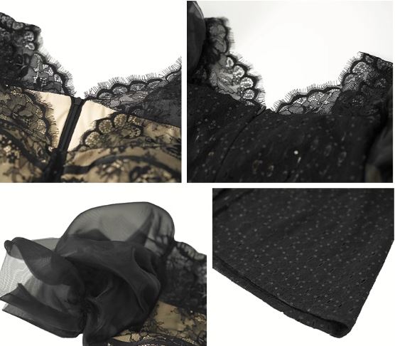 シアーキャンディースリーブレースマーメイドワンピース