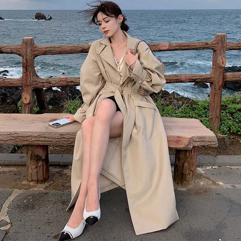 ボリューム袖ロングトレンチコート